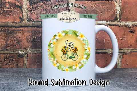 Bicycle Sunflowers Sublimation Wind Spinner Design Sublimation Ewe-N-Me Designs 