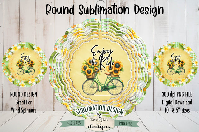 Bicycle Sunflowers Sublimation Wind Spinner Design Sublimation Ewe-N-Me Designs 