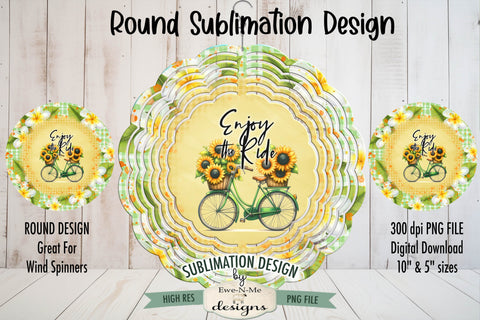 Bicycle Sunflowers Sublimation Wind Spinner Design Sublimation Ewe-N-Me Designs 