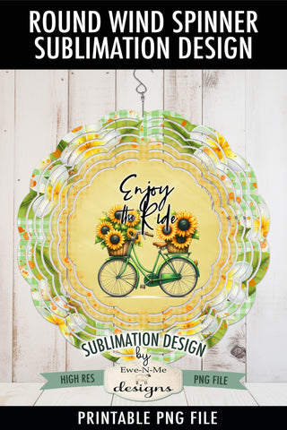 Bicycle Sunflowers Sublimation Wind Spinner Design Sublimation Ewe-N-Me Designs 