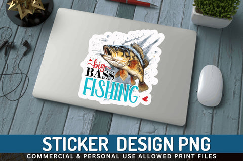 Big bass Fishing Sticker Design Sublimation Regulrcrative 