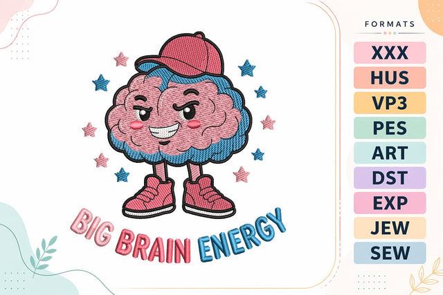 Big Brain Energy Back To School Quote Embroidery Design Embroidery/Applique DESIGNS sg embroidery 