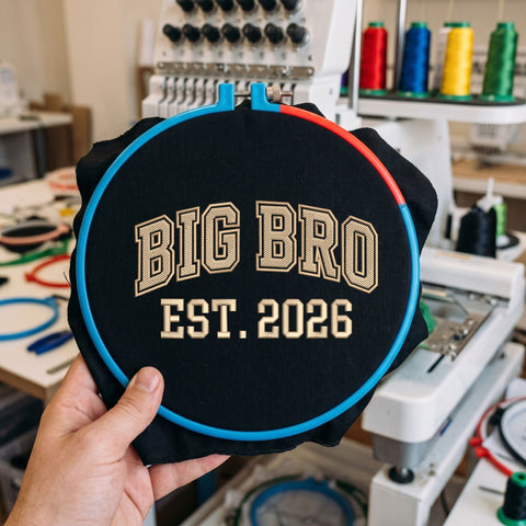 Big Bro EST 2026 Embroidery Design – Big Brother Announcement Varsity Lettering Machine Embroidery File Embroidery/Applique DESIGNS PatternFeed8 