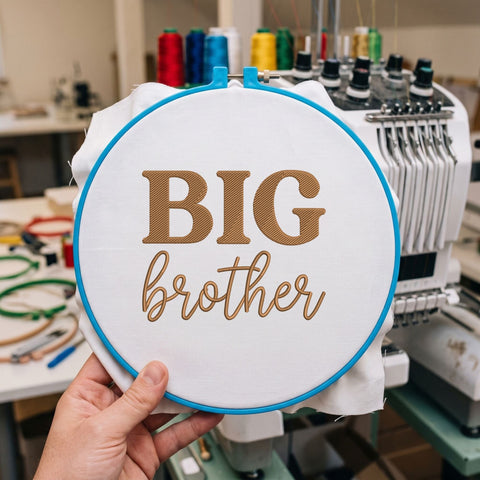 Big Brother Embroidery Design – Retro Big Brother Script Typography Machine Embroidery File Embroidery/Applique DESIGNS PatternFeed8 