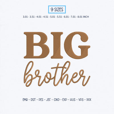 Big Brother Embroidery Design – Retro Big Brother Script Typography Machine Embroidery File Embroidery/Applique DESIGNS PatternFeed8 