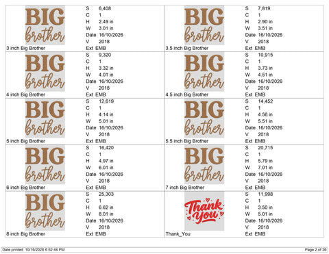 Big Brother Embroidery Design – Retro Big Brother Script Typography Machine Embroidery File Embroidery/Applique DESIGNS PatternFeed8 