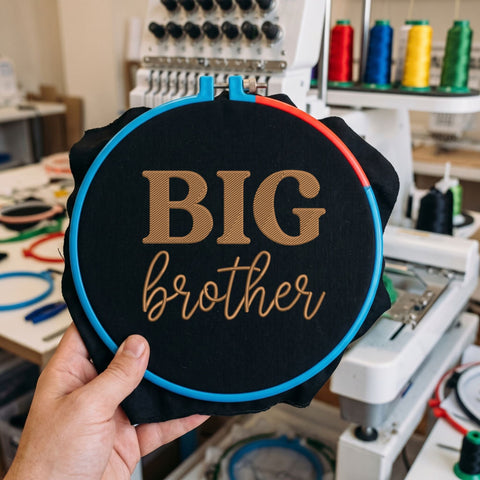 Big Brother Embroidery Design – Retro Big Brother Script Typography Machine Embroidery File Embroidery/Applique DESIGNS PatternFeed8 