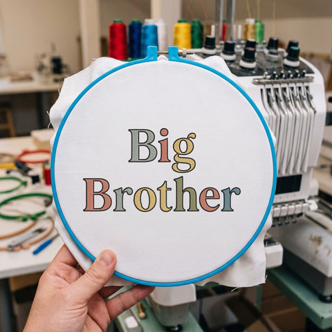 Big Brother Embroidery Design – Retro Colorful Big Brother Announcement Machine Embroidery File Embroidery/Applique DESIGNS PatternFeed8 