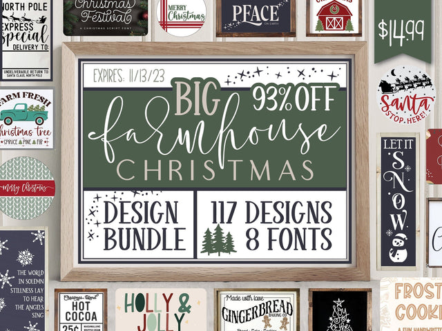 Big Christmas Farmhouse Design Bundle [ VIP EXCLUSIVE 93% Off! ] Bundle So Fontsy Design Shop 