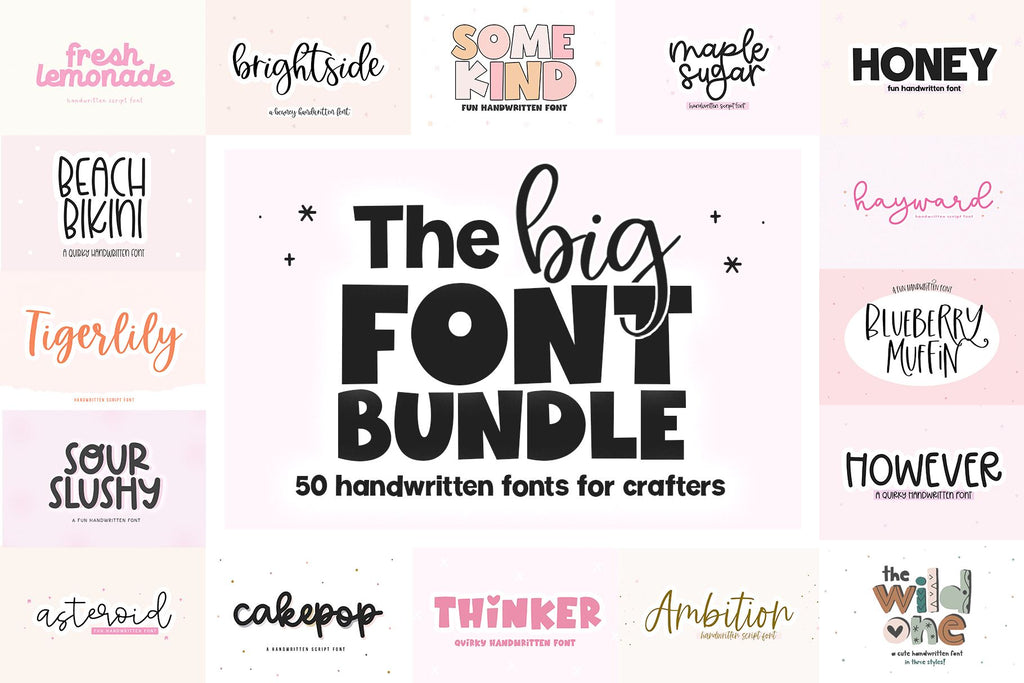 Big Handwritten Font Bundle - 50 Fonts for Crafters! - So Fontsy