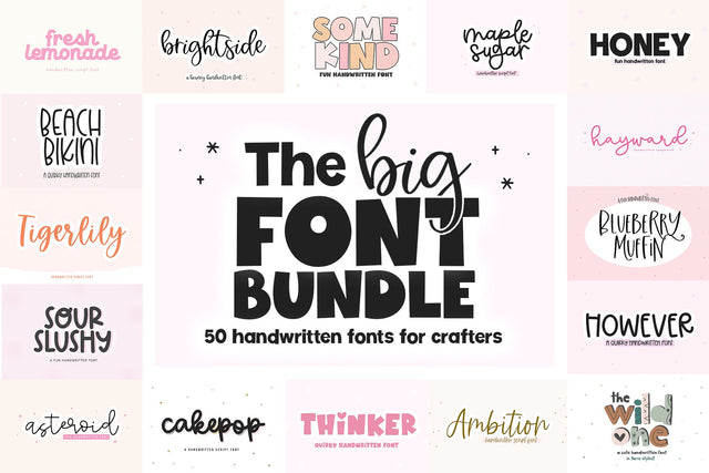 Big Handwritten Font Bundle - 50 Fonts for Crafters! Font KA Designs 