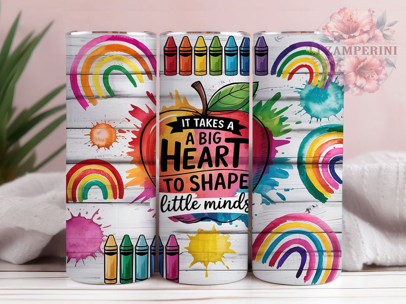 Gravierter Taschenspiegel 'It Takes A Big Heart To Shape Little Minds' - Edelstahl, Roségold, 6,3x5,9 Cm