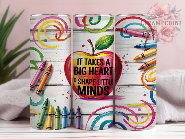 Big Heart Little Minds Teacher Tumbler Wrap, Big Heart Teacher, Little Minds Tumbler, 20oz Tumbler Wrap, Sublimation Design, Teacher Gift, Inspirational Teacher Tumbler Sublimation Li Zamperini 