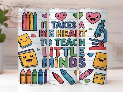 Big Heart Little Minds Teacher Tumbler Wrap, Big Heart to Teach, Little Minds Tumbler, 20oz Tumbler Wrap, Sublimation Design, Teacher Gift, Inspirational Teacher Tumbler Sublimation Lara' s Designs 