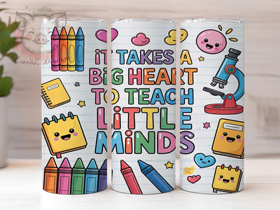 Big Heart Little Minds Teacher Tumbler Wrap, Big Heart to Teach, Little Minds Tumbler, 20oz Tumbler Wrap, Sublimation Design, Teacher Gift, Inspirational Teacher Tumbler Sublimation Lara' s Designs 