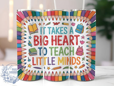 Big Heart Teacher Life 20oz Tumbler, Big Heart, Teaching Minds, 20oz Wrap, Sublimation Design, School Style, PNG File Sublimation ToriDesigns 