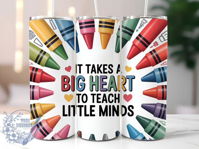 Big Heart Teacher Life 20oz Tumbler, Big Heart, Teaching Minds, 20oz Wrap, Sublimation Design, School Style, PNG File Sublimation ToriDesigns 