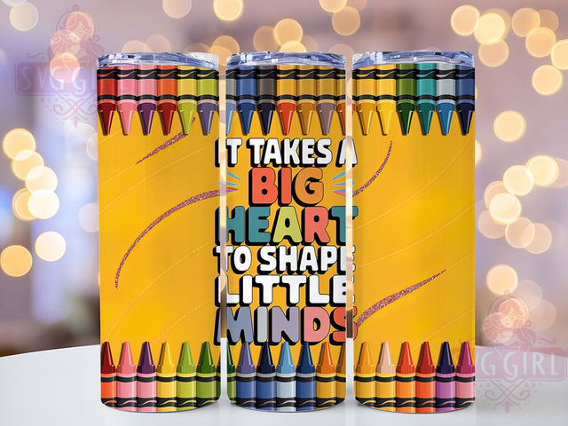 Big Heart Teacher Pencil Tumbler, Big Heart Little Minds Wrap, 20oz Teacher Sublimation, Back to School Tumbler, Heartwarming Teacher Gift, Pencil Design Tumbler, Educator Appreciation Wrap Sublimation SvggirlplusArt 