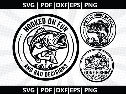 Big Mouth Bass Badge Humor tshirt SVG SVG Johan Ru designs 