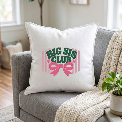 Big Sis Club Embroidery Design – Pink Bow Big Sister Club Varsity Machine Embroidery File Embroidery/Applique DESIGNS PatternFeed8 