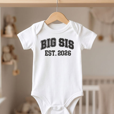 Big Sis EST 2026 Embroidery Design – Big Sister Announcement Varsity Lettering Machine Embroidery File Embroidery/Applique DESIGNS PatternFeed8 