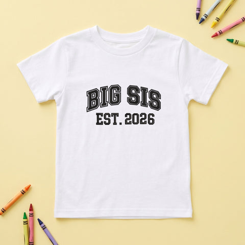 Big Sis EST 2026 Embroidery Design – Big Sister Announcement Varsity Lettering Machine Embroidery File Embroidery/Applique DESIGNS PatternFeed8 