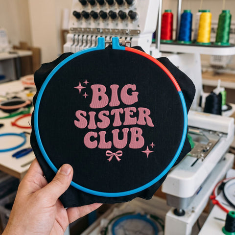 Big Sister Club Embroidery Design – Pink Bow Retro Big Sister Machine Embroidery File – Sibling Announcement Design Embroidery/Applique DESIGNS PatternFeed8 
