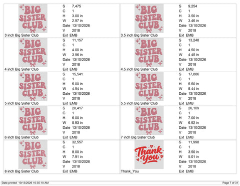 Big Sister Club Embroidery Design – Pink Bow Retro Big Sister Machine Embroidery File – Sibling Announcement Design Embroidery/Applique DESIGNS PatternFeed8 