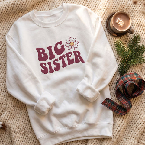 Big Sister Daisy Flower Embroidery Design – Retro Floral Big Sis Machine Embroidery File – Sibling Announcement Design Embroidery/Applique DESIGNS PatternFeed8 
