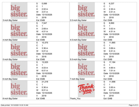 Big Sister Embroidery Design – Pink Big Sister Typography Machine Embroidery File – Sibling Announcement Design Embroidery/Applique DESIGNS PatternFeed8 