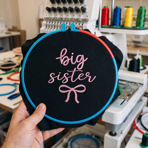Big Sister Embroidery Design – Pink Script Big Sister Bow Machine Embroidery File Embroidery/Applique DESIGNS PatternFeed8 