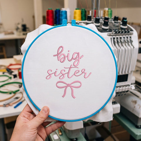 Big Sister Embroidery Design – Pink Script Big Sister Bow Machine Embroidery File Embroidery/Applique DESIGNS PatternFeed8 