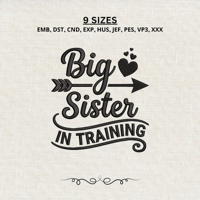 Big Sister in Training Embroidery Design – Pregnancy Announcement Machine Embroidery File, Future Big Sister Sibling Reveal Embroidery/Applique DESIGNS PatternFeed8 