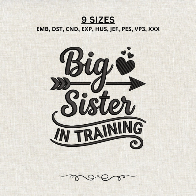 Big Sister in Training Embroidery Design – Pregnancy Announcement Machine Embroidery File, Future Big Sister Sibling Reveal Embroidery/Applique DESIGNS PatternFeed8 