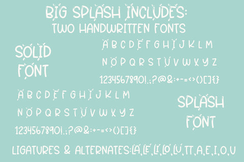 Big Splash, Pool Party Handwritten Font Duo Font Designing Digitals 