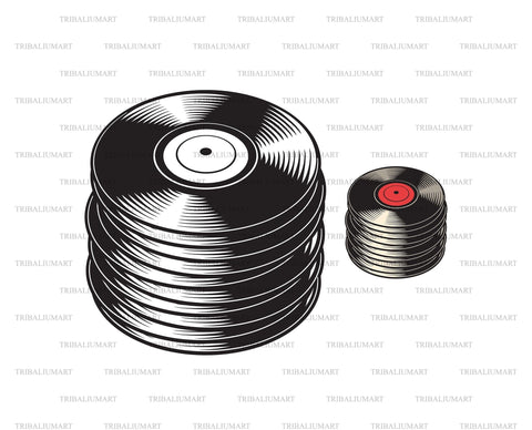 Big stack of Vinyl Records (Disc) SVG TribaliumArtSF 