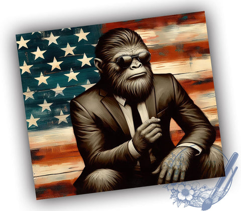 Bigfoot 4th of July 20oz Skinny Tumbler, Patriotic Bigfoot Tumbler Png, Straight & Tapered Tumbler Wrap, Instant Digital Download Sublimation ToriDesigns 