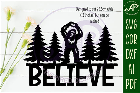 Bigfoot believe wall art sign, SVG file SVG APInspireddesigns 