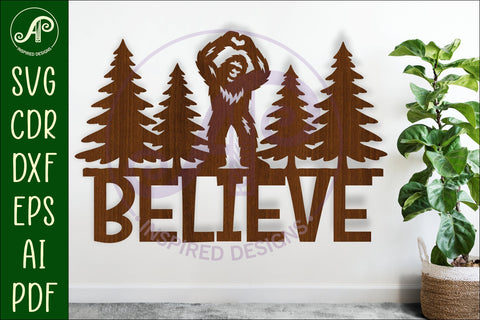 Bigfoot believe wall art sign, SVG file SVG APInspireddesigns 