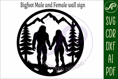 Bigfoot couple wall art sign, SVG file SVG APInspireddesigns 