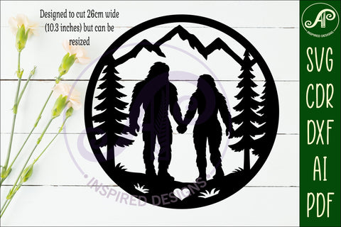 Bigfoot couple wall art sign, SVG file SVG APInspireddesigns 