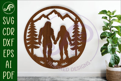 Bigfoot couple wall art sign, SVG file SVG APInspireddesigns 