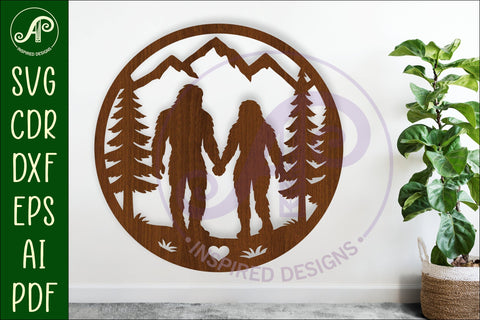 Bigfoot couple wall art sign, SVG file SVG APInspireddesigns 