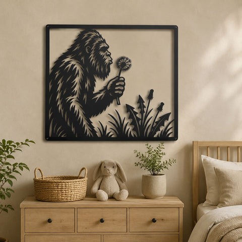 Bigfoot Dandelion Laser SVG | Sasquatch Metal Art DXF | Cryptid CNC Cut File | Plasma Cutting Design | Outdoor Wall Decor Svg SVG HappyDesignStudio 