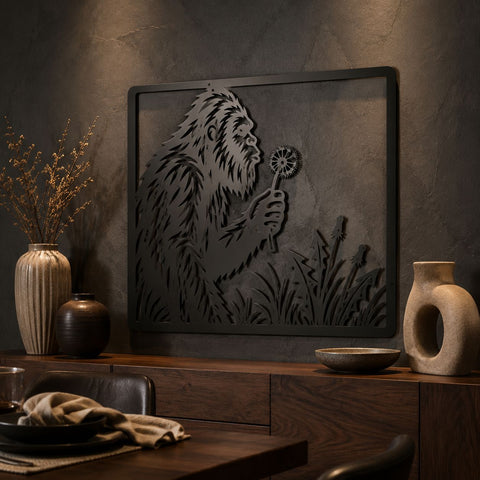 Bigfoot Dandelion Laser SVG | Sasquatch Metal Art DXF | Cryptid CNC Cut File | Plasma Cutting Design | Outdoor Wall Decor Svg SVG HappyDesignStudio 