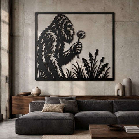 Bigfoot Dandelion Laser SVG | Sasquatch Metal Art DXF | Cryptid CNC Cut File | Plasma Cutting Design | Outdoor Wall Decor Svg SVG HappyDesignStudio 