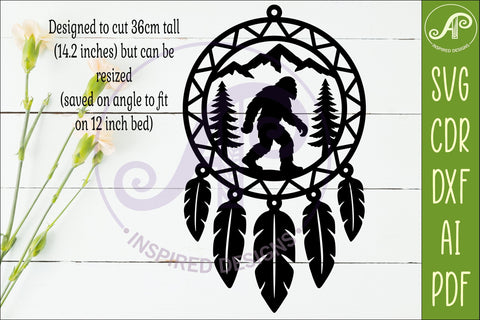 Bigfoot Dreamcatcher Laser Cut File, Sasquatch Wall Art SVG APInspireddesigns 