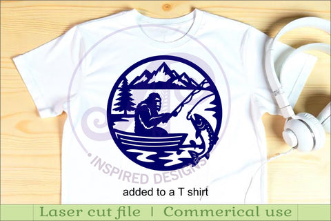 Bigfoot Fishing in a boat wall art sign, SVG file SVG APInspireddesigns 
