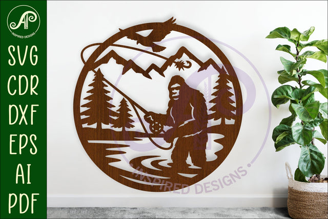 Bigfoot Fly Fishing wall art sign, SVG file SVG APInspireddesigns 