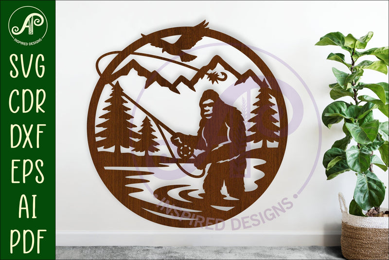 Bigfoot Fly Fishing wall art sign, SVG file SVG APInspireddesigns 